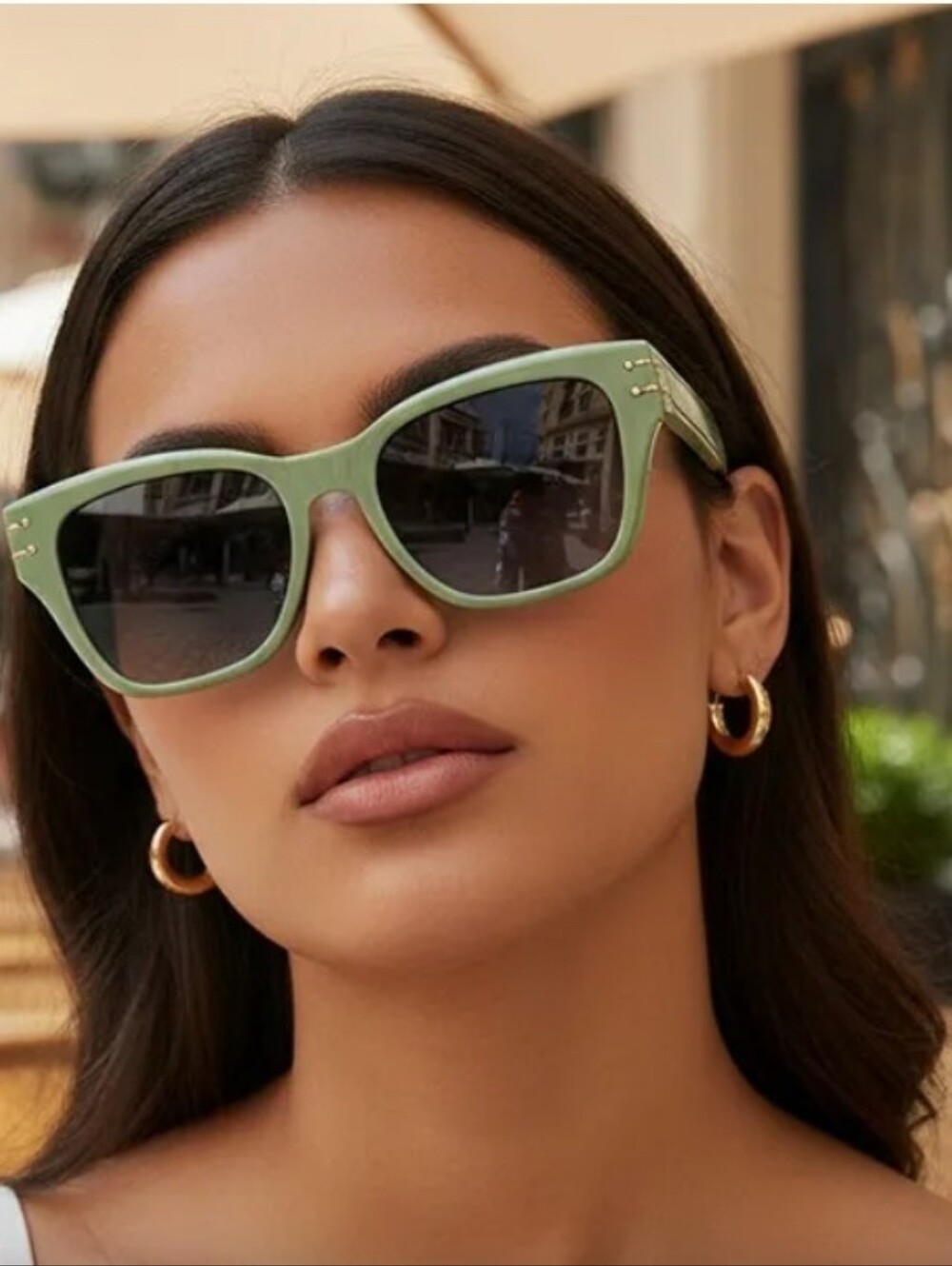 Jessica Simpson Retro w Metal Trim Sunglasses Tortoise/Sage Green J6372-SG Cat